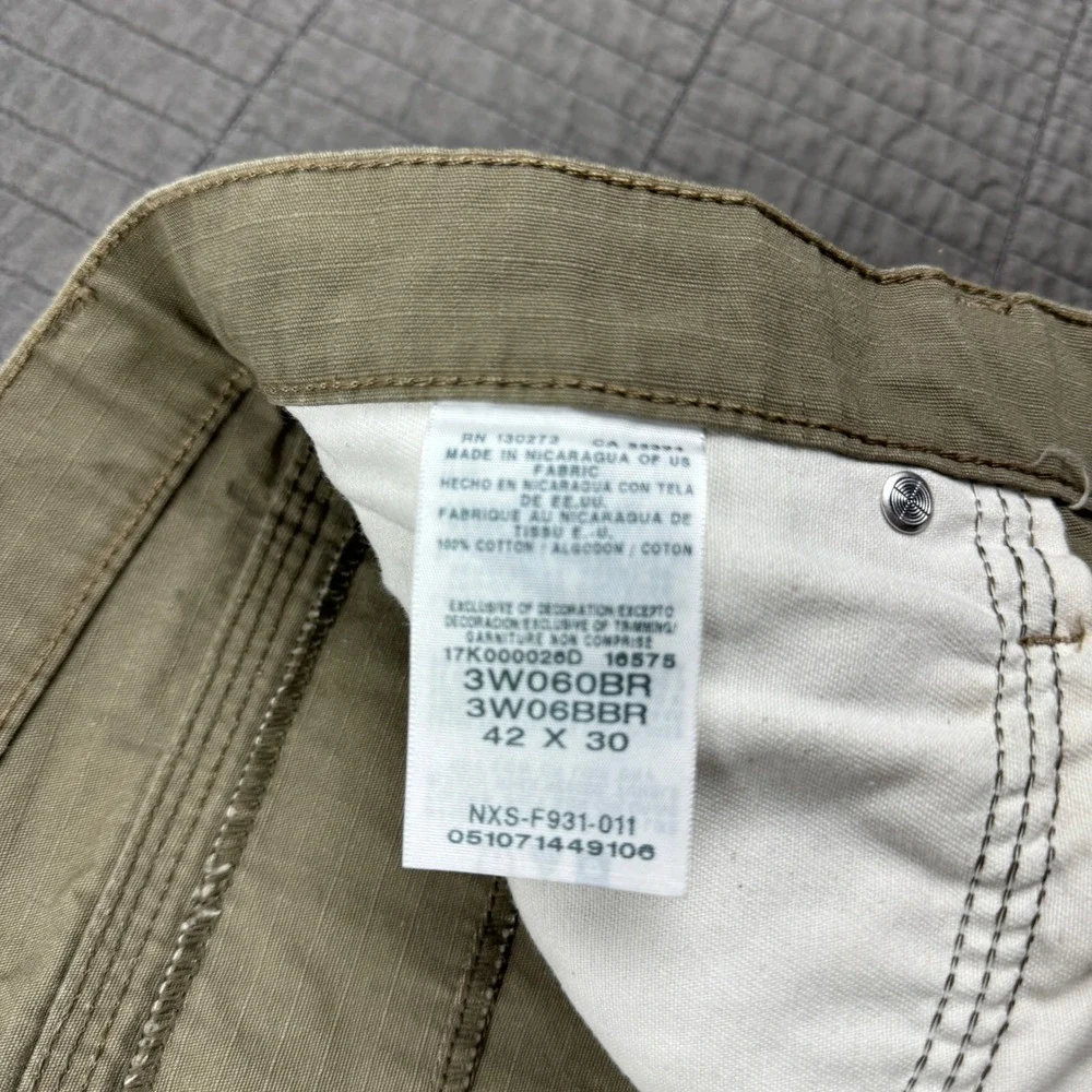 Wrangler Riggs Workwear Mens 42x30 Tan Ripstop Cargo Pants Double Knee Utility